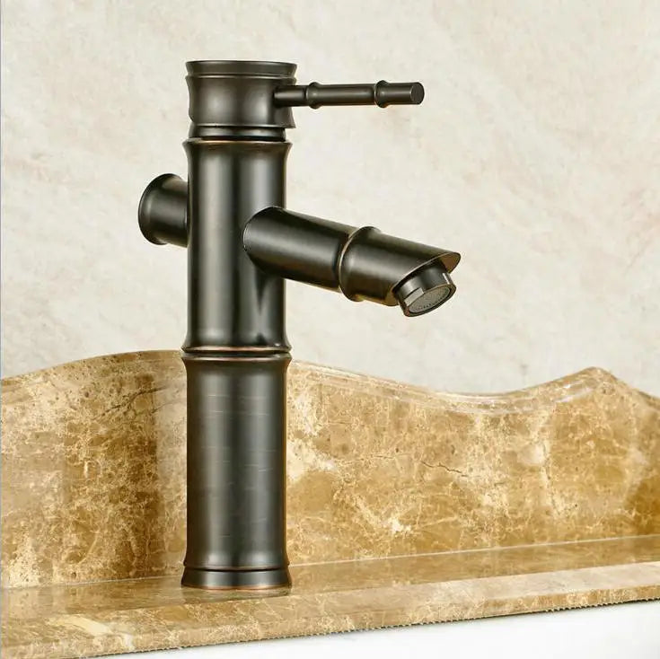 Afralia™ Brass Basin Mixer Tap: Waterfall Faucet in Antique Bronze Black Finish