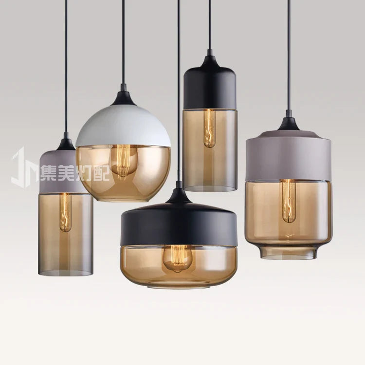 Afralia™ Glass Nordic Pendant Lamp for Dining Room, Bar, Cafe, Loft - LED Industrial Lighting