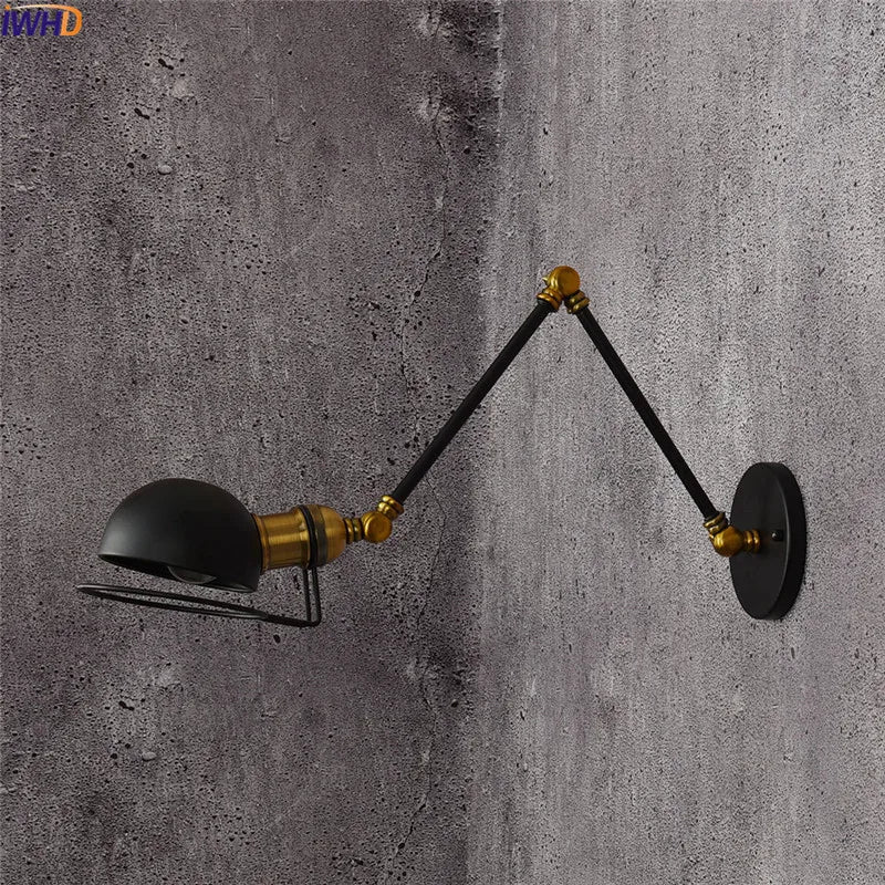 Afralia™ Retro Swing Arm LED Wall Sconce Light Industrial Loft Style Luminaire