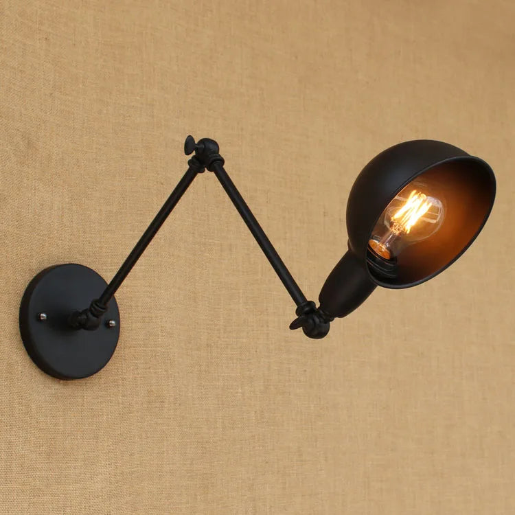 Afralia™ Black Edison Retro Vintage Wall Lamp Industrial Style LED Sconce Applique