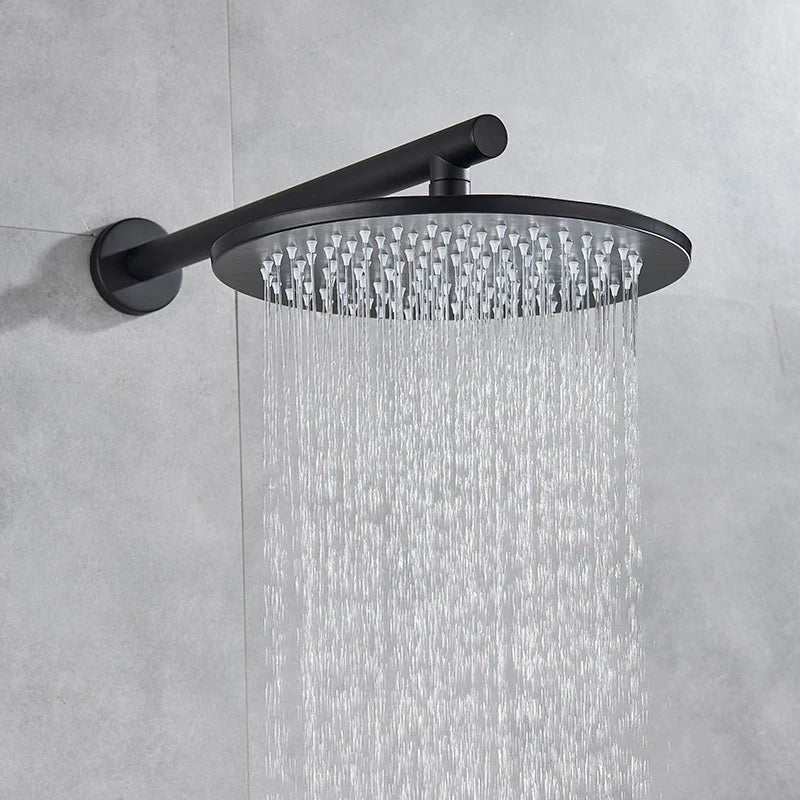 Afralia™ Brass Black Shower Set with Ceiling/Wall Arm, Diverter Mixer, Handheld Spray, 8-16" Rain Head