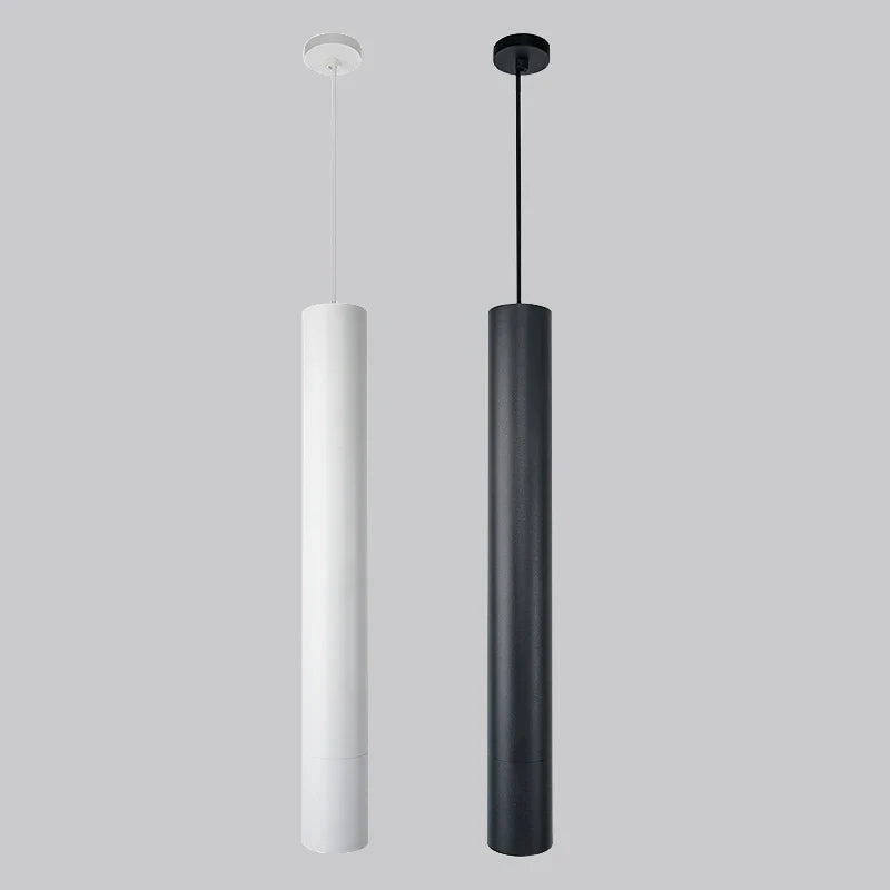 Afralia™ Modern LED Pendant Lights: Restaurant, Dining, Bar Lamps - Black/White Cylindrical Design