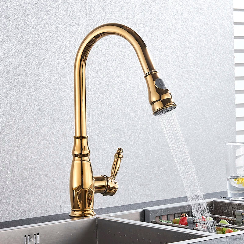 Afralia™ Spring Pull Down Kitchen Faucet with Hot & Cold Water Mixer - 2 Function Spout