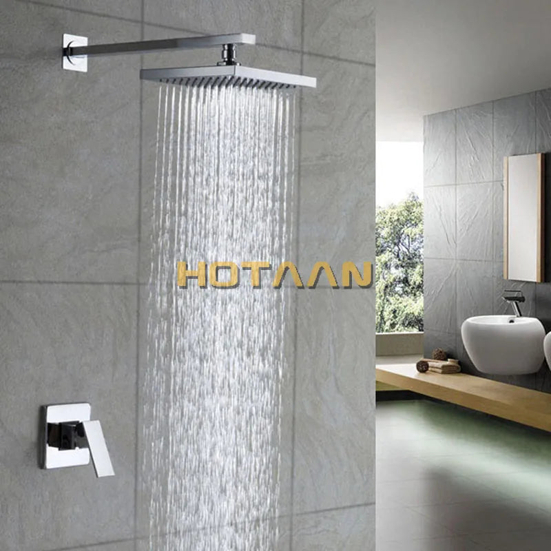 Afralia™ Brass Lanos Rain Shower Set, Bath Mixer Wall Tap for Hotels