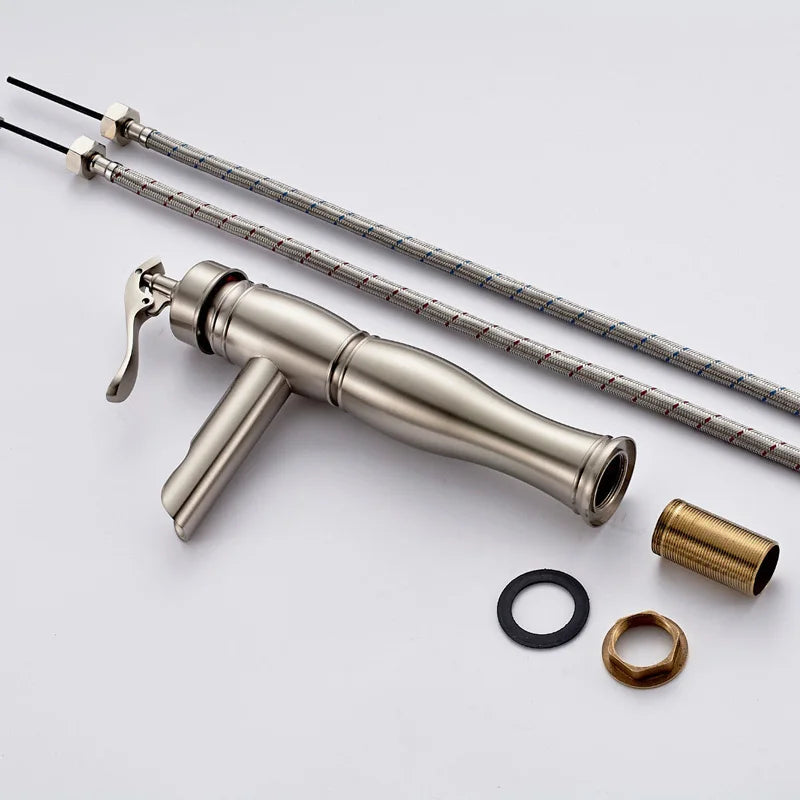 Afralia™ Waterfall Basin Faucet: Single Lever Brass Hot/Cold Vanity Sink Mixer Taps for Vessel Sink.