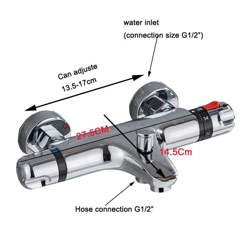 Afralia™ Thermostatic Shower Faucet Mixing Valve with Long Spout for Bathroom Bathtub