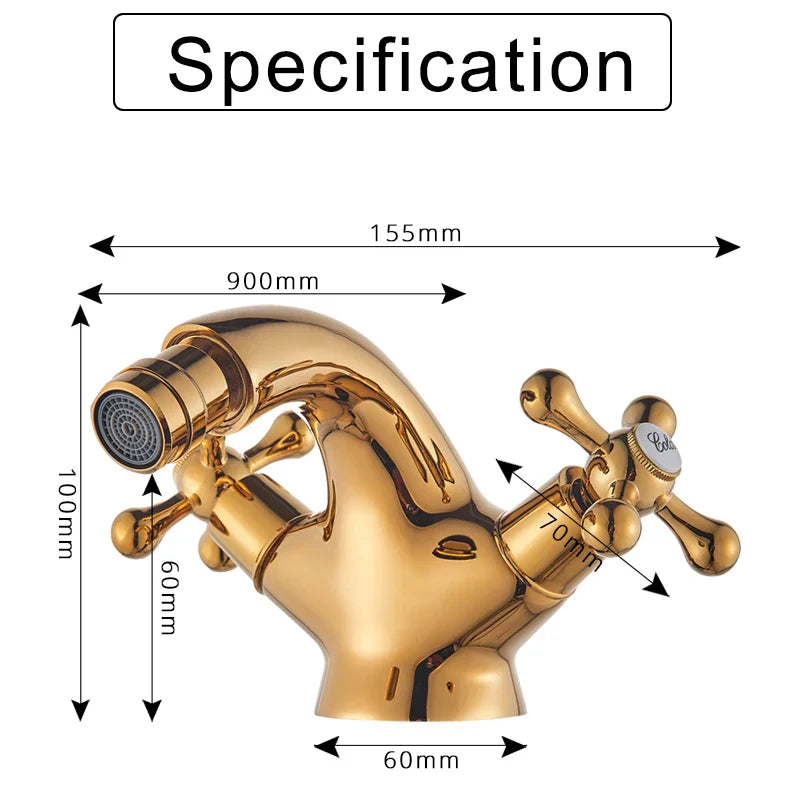 Afralia™ Dual Handle Bidet Faucet for Vessel Sink, Deck Mounted Water Mixer Tap