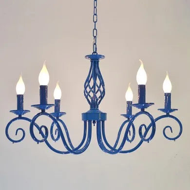 Afralia™ Blue Metal Crystal Chandelier: European Vintage Suspension Lighting