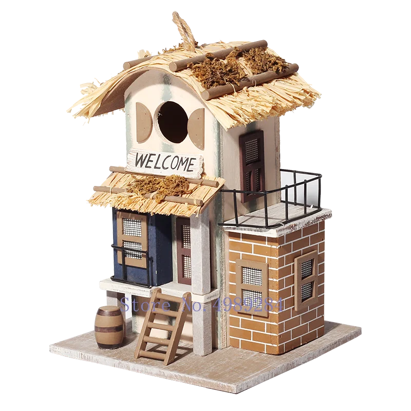 Afralia™ Wood Bird House Nest Villa | Handmade Creative Outdoor Decor