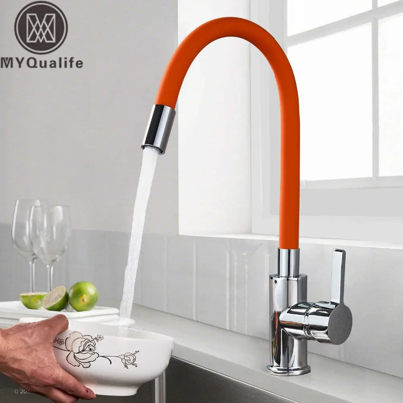 Afralia™ Flexible Neck Kitchen Faucet Chrome Mixer Tap - Universal Hot Cold Deck Mounted