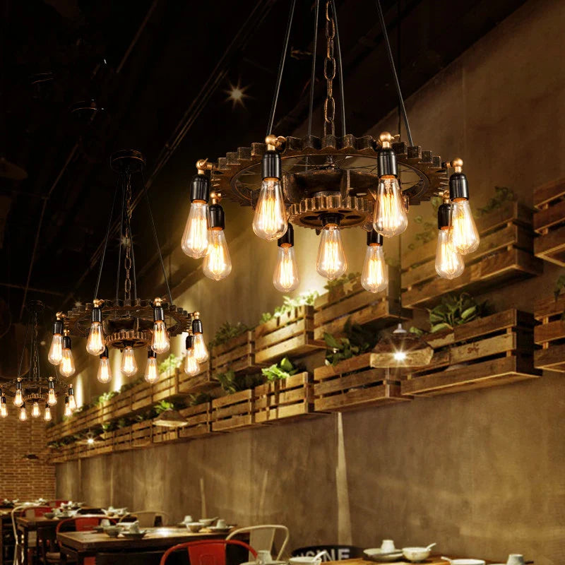 Afralia™ Vintage Loft Gear Pendant Lamp for Bar Study Dining Living Restaurant