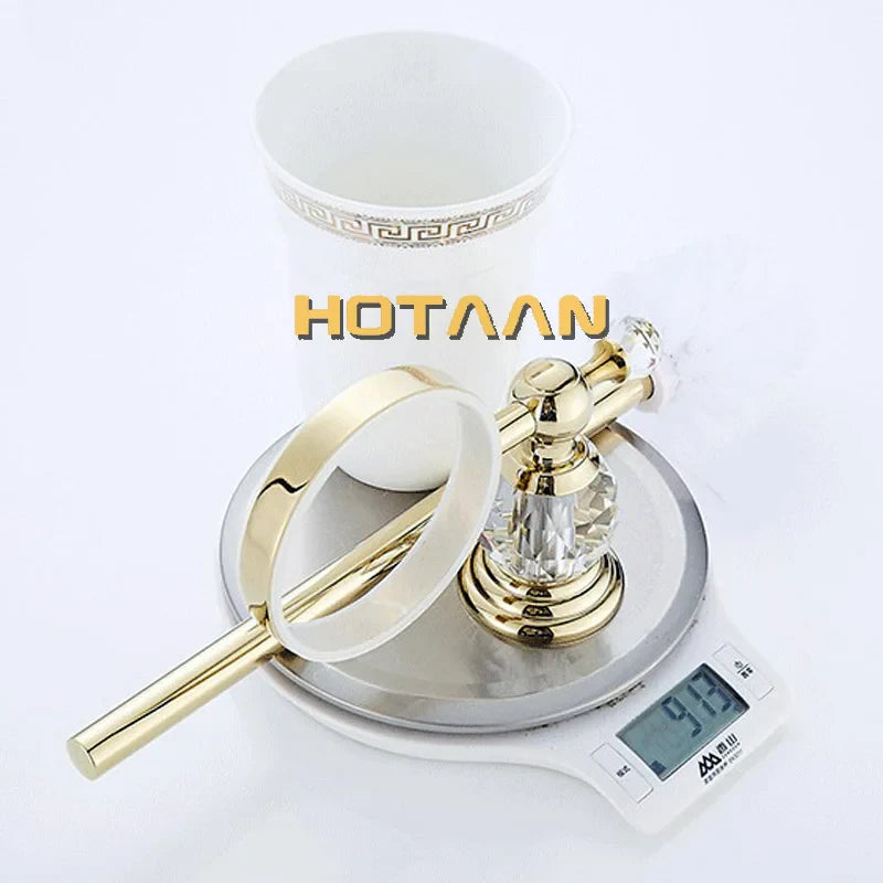 Afralia™ Gold Ceramic Wall Mount Toilet Brush Holder Standard Size