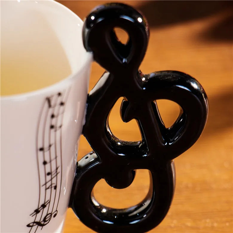 Afralia™ Music Note Porcelain Coffee Mug | Creative Ceramic Tea Cup for Cafe | Funny Tumbler