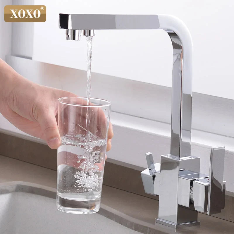 Afralia™ Chrome Filter Kitchen Faucet Drinking Water Cold Hot Single Hole Mixer Tap