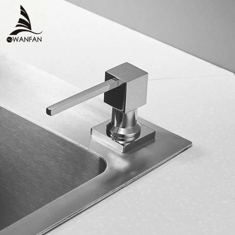 Afralia™ Square Pump Chrome Kitchen Soap Dispenser - Built-in Countertop Design