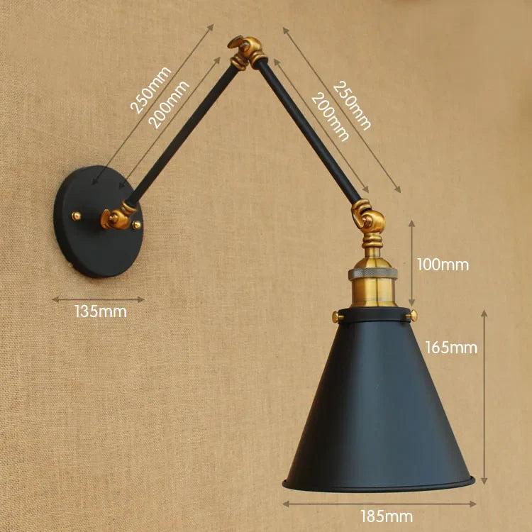 Afralia™ Swing Arm Wall Light Gold Copper Vintage Sconce Edison Loft Wall Lamp