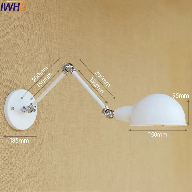 Afralia™ Silver Retro Vintage Swing Long Arm Wall Light LED Sconce Industrial Lighting