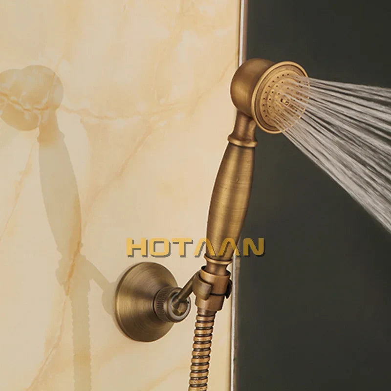 Afralia™ Antique Brass Hand Held Shower Head Kit for Bathroom Wall Mount