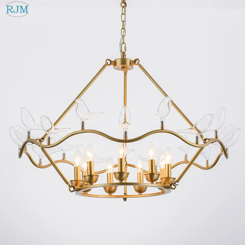 Afralia™ Copper Bird Chandelier for Home, Restaurant, Bar Lighting