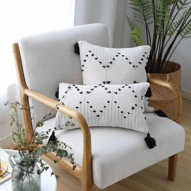 Afralia™ Geometric Tassels Cushion Cover for Home Sofa Bed Decoration