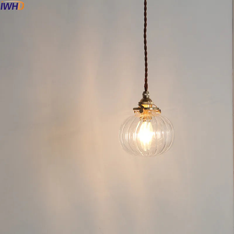 Afralia™ Nordic Glass Ball Pendant Light Dinning Living Room Vintage Hanging Lamp