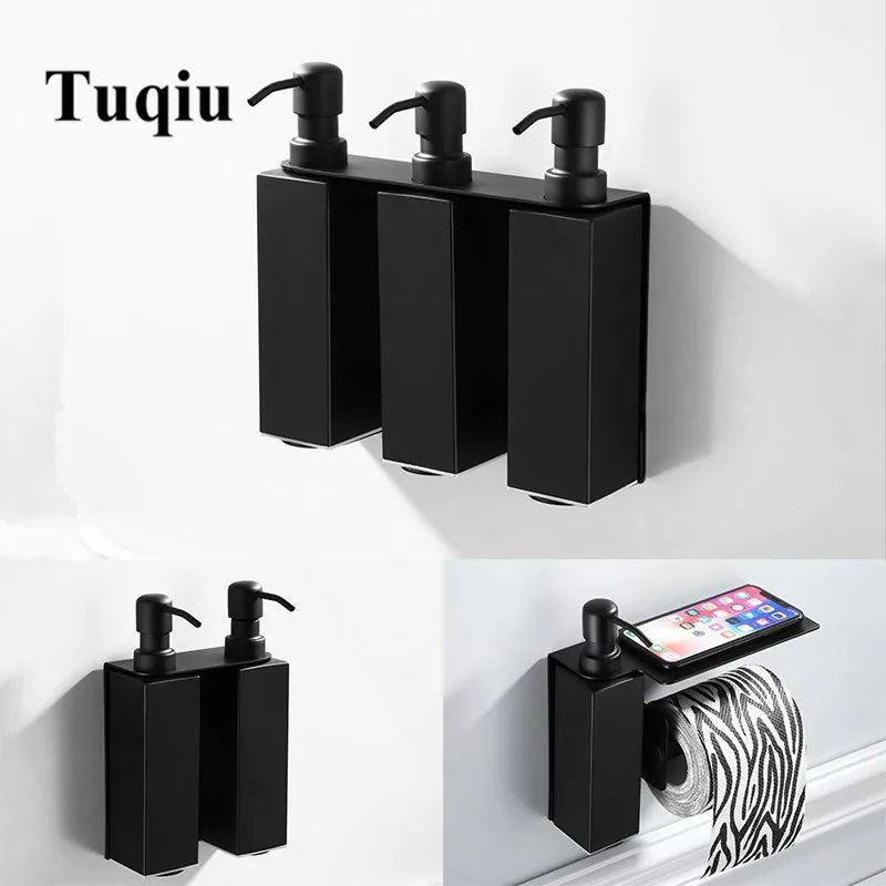 Afralia™ Black Stainless Steel Wall-Mounted Soap Dispenser