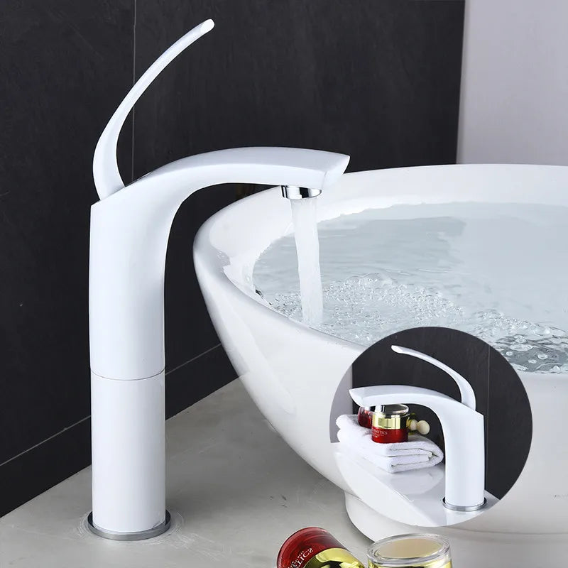 Afralia™ White/Black Basin Faucet Hot & Cold Mixer for Bathroom Sink - Brass Construction