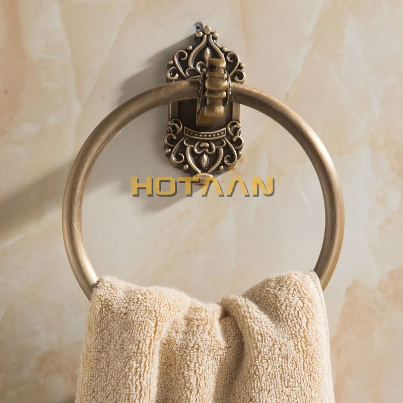 Afralia™ Antique Brass Towel Ring – Wall-Mounted Round Bathroom Towel Holder