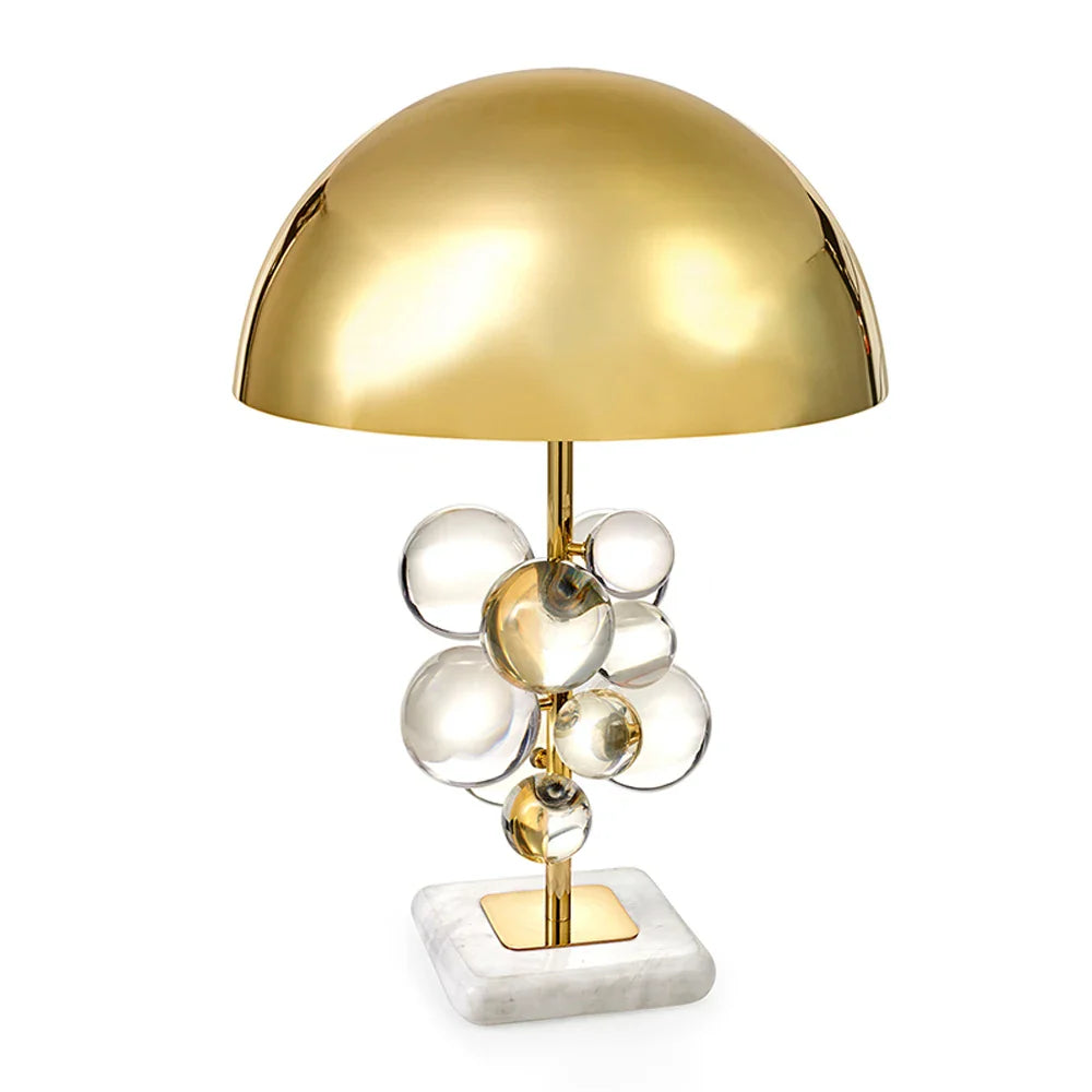 Afralia™ Crystal Bubble LED Desk Lamp - Art Deco Style, Clear Colorized, Marble Base