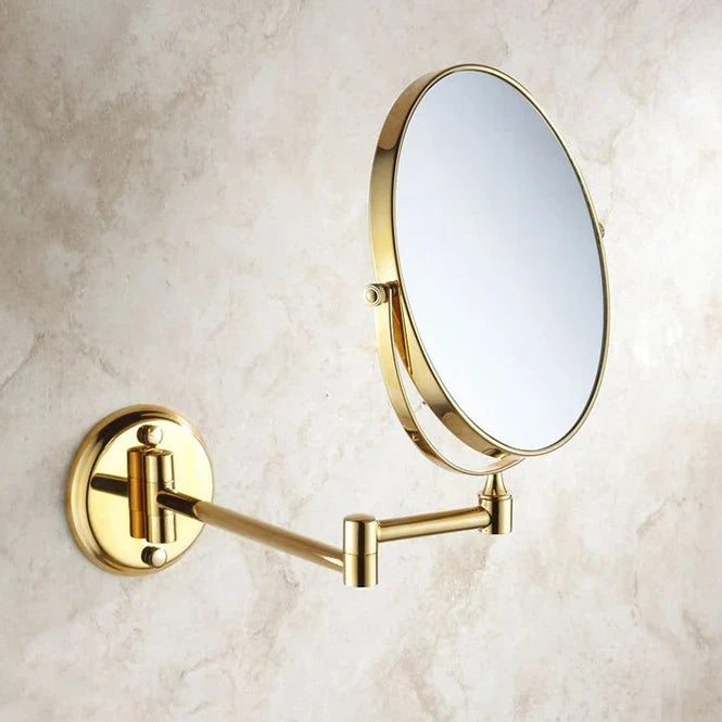 Afralia™ 8" Round Brass Dual Makeup Mirror with 3X Magnification