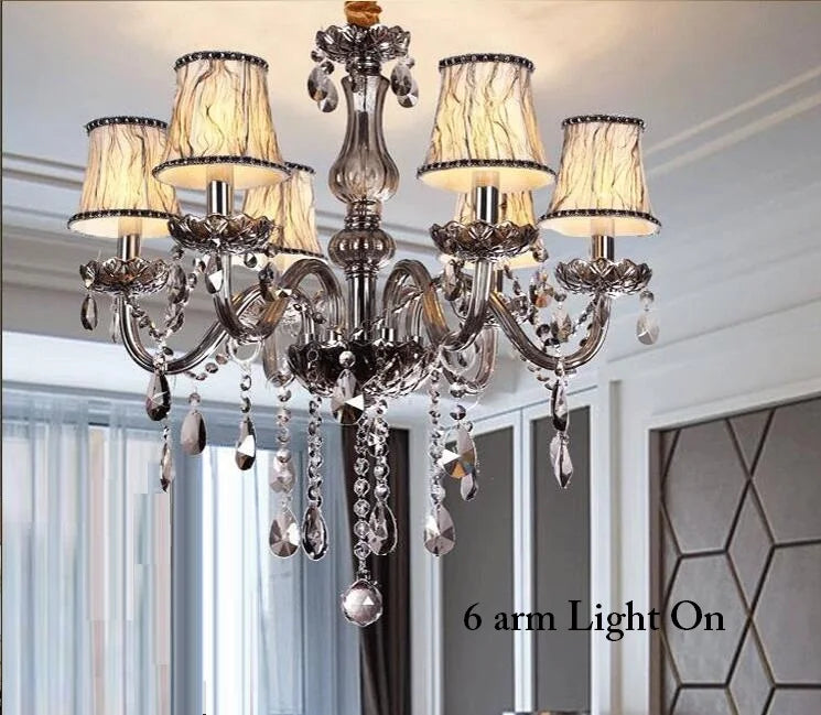 Afralia™ Luxury Smoky Grey Crystal Chandelier for Living Room Bedroom Hotel Villa