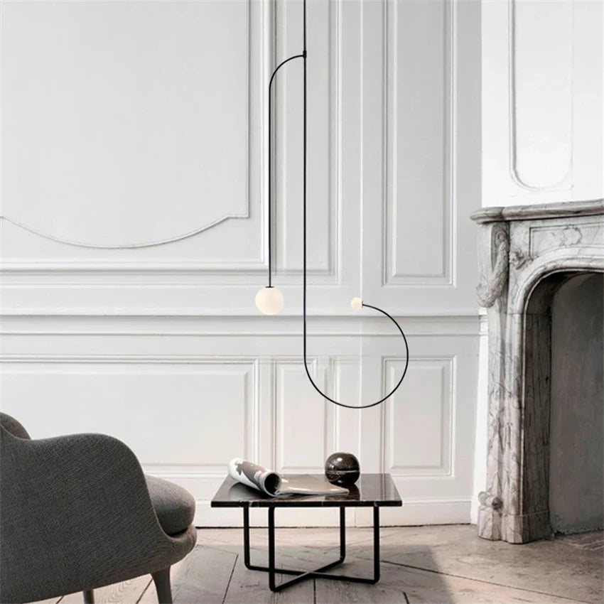Afralia™ Modern Iron Geometric LED Chandelier for Bedroom and Living Room