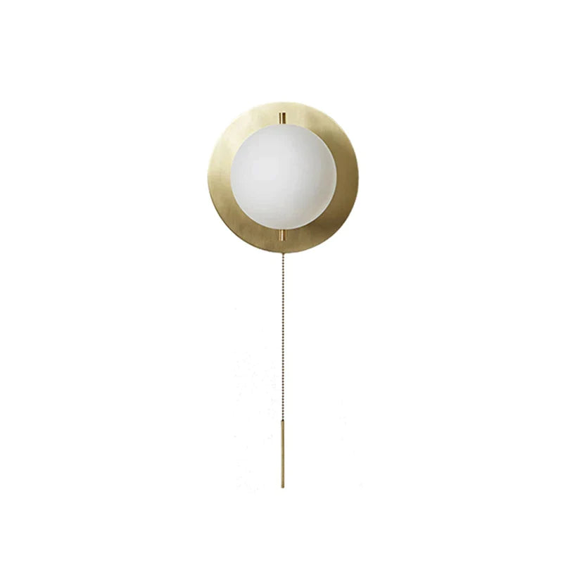 Afralia™ Glass Round Wall Lamp Brass Wall Light for Living Room & Bedroom