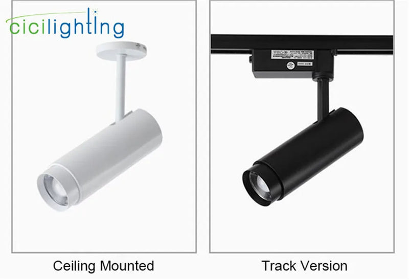 Afralia™ Adjustable Focus Industrial Black Track Spotlights