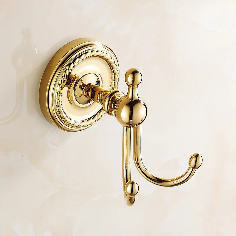 Afralia™ Antique Brass Robe Hook Coat Towel Hanger Wall Bathroom Accessories