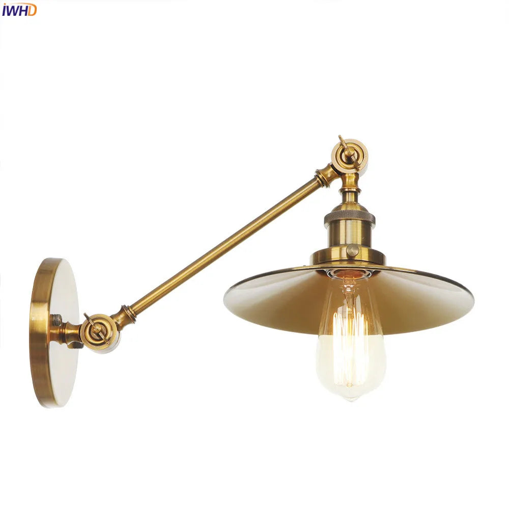 Afralia™ Gold Swing Arm Wall Lamp Sconce Vintage Industrial Retro Loft Wall Light