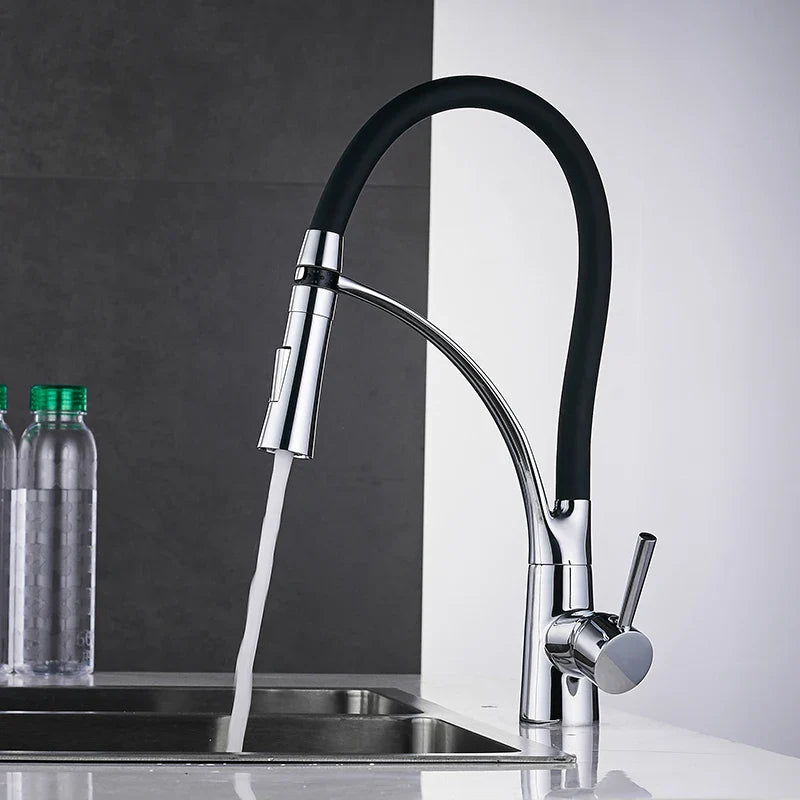 Afralia™ LED Kitchen Faucet with Rubber Design and Single Handle Pull Down