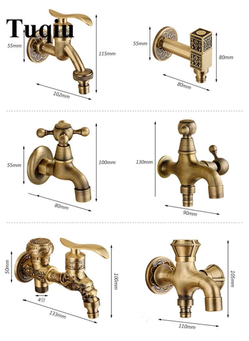 Afralia™ Antique Garden Bibcocks Tap for Outdoor Washing, Bathroom, Mop, and More