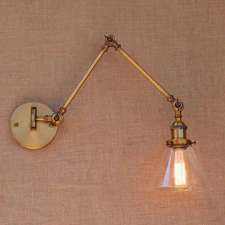 Afralia™ Vintage Brass Long Arm Wall Lamp for Industrial Loft Style Décor