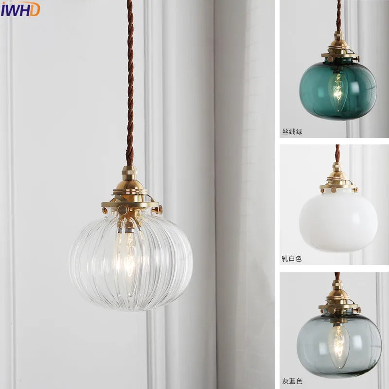 Afralia™ Nordic Glass Ball Pendant Light Dinning Living Room Vintage Hanging Lamp