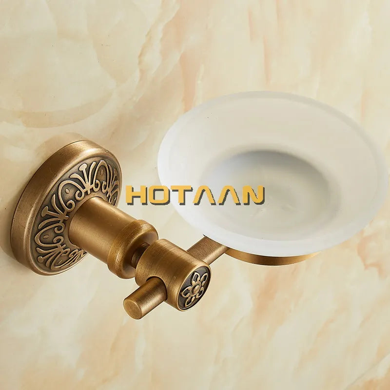 Afralia™ Antique Brass Wall Mounted Soap Dish - Bathroom Glass Holder