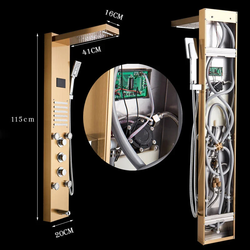 Afralia™ LED Rain Shower Column Tower with Digital Screen and Massage Jets