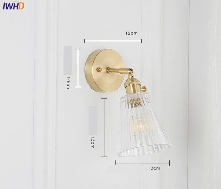 Afralia™ Copper Glass Wall Light Nordic Vintage Sconce Bathroom Bedroom Home Lighting