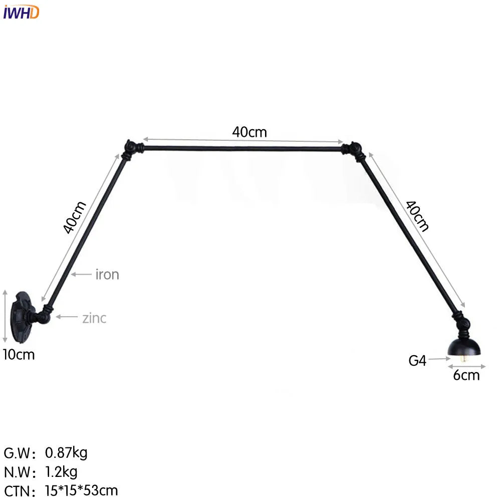 Afralia™ Industrial Vintage Adjustable Swing Wall Sconce Stair Light - Set of 3