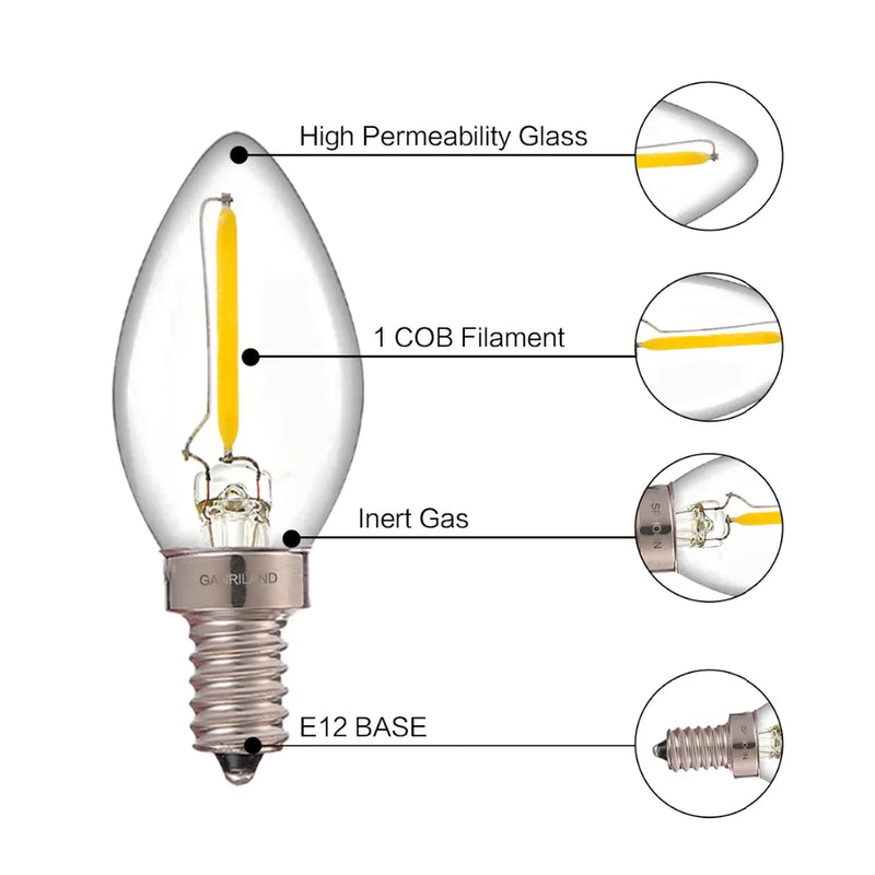 Afralia™ Dimmable LED Filament Bulb 0.5W 2700K Chandelier Pendant Edison Lamps