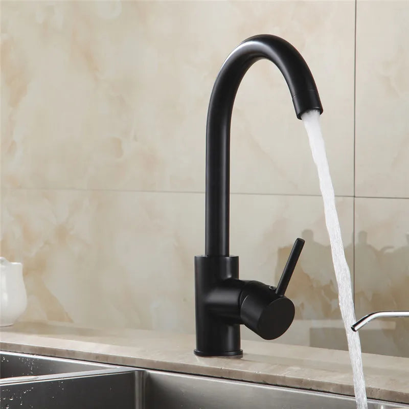 Afralia™ Brass Kitchen Faucet 360 Rotate Swivel Sink Mixer - Black, Single Hole