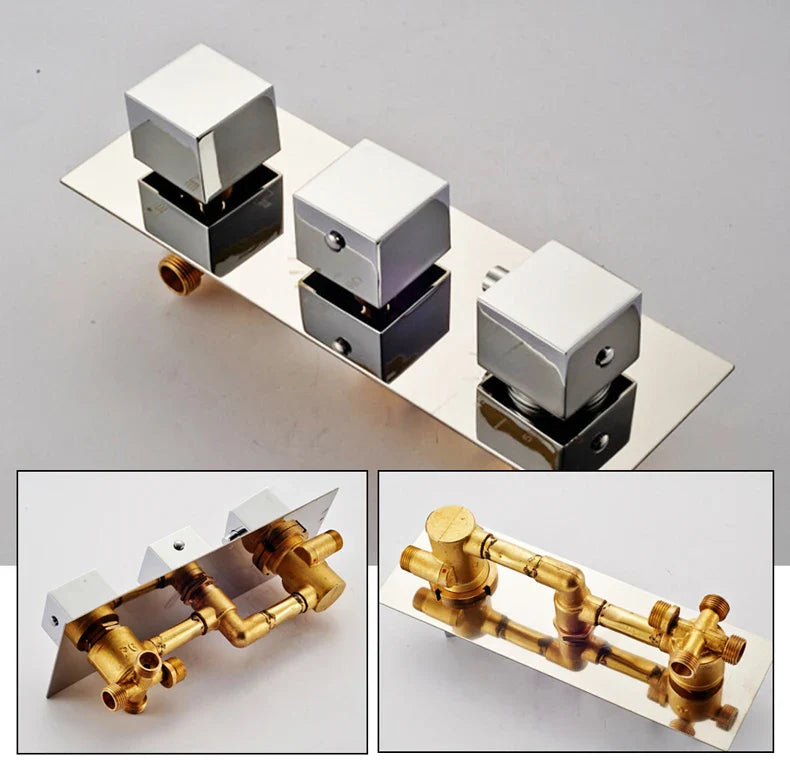 Afralia™ Thermostatic Shower Mixer Valve with 3 Handles