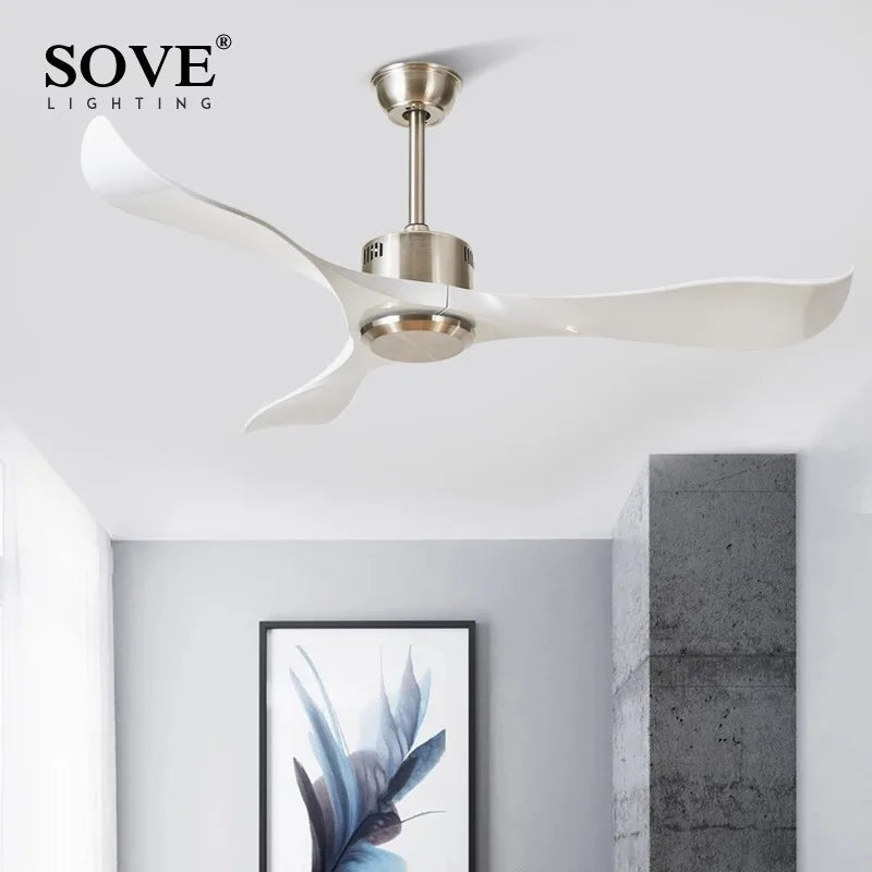Afralia™ Modern White Plastic Blade Ceiling Fan for Bedroom 220V Control