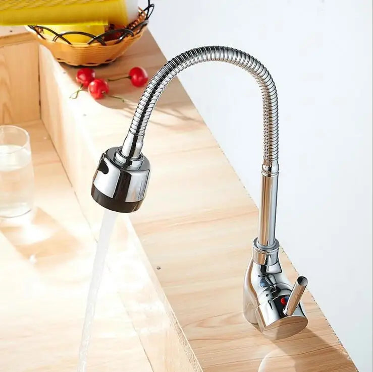 Afralia™ Swivel Pull Out Brass Kitchen Faucet with Gooseneck Sink Mixer Tap