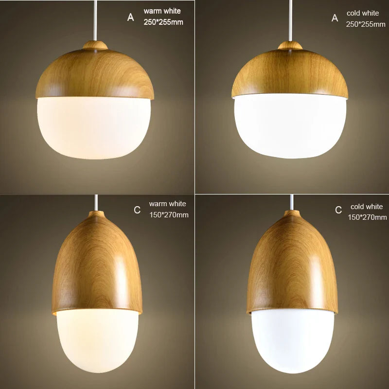 Afralia™ Nordic Nuts Pendant Lamp | Imitation Wood Design | E27 Bulb | Creative Lighting